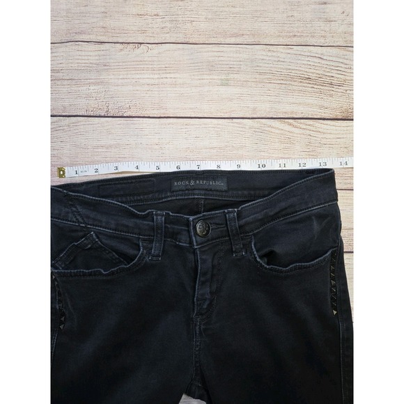 Rock & Republic Skinny Fit Jeans Women's Size 6M "Berlin" style Black Studded‎ - Picture 9 of 12